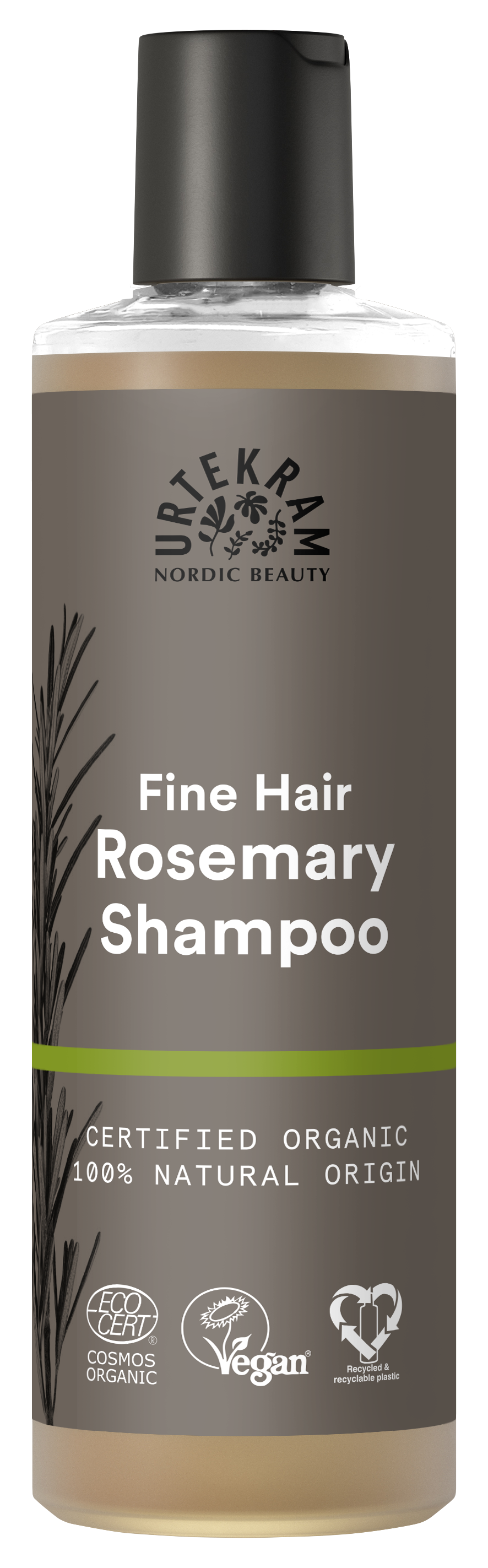 Urtekram Rosemary Shampoo 250 ml, vahvistava luomushampoo hennoille hiuksille