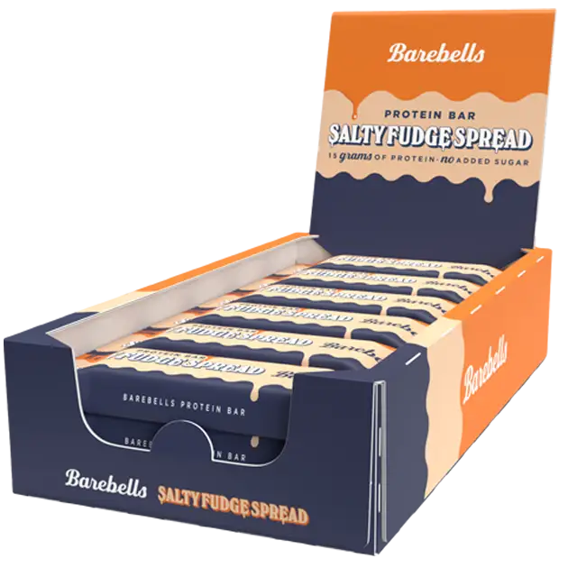 Barebells Salty Fudge Spread -proteiinipatukoiden myyntilaatikko