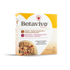 Betavivo Strawberry kauramurot; keltainen ja valkoinen Betavivo Strawberry -murorasia kuvin rapeista kaurahiutaleista kulhossa etupuolella; rasia suorakulmainen mattapinnalla; suuri lihavoitu kirjasin näyttää tuotenimen, muu musta groteskiteksti listaa hyötyjä ja mansikan mausta; nettopaino 506 g; tasainen studiotausta, ei ihmisiä tai rekvisiittaa.
