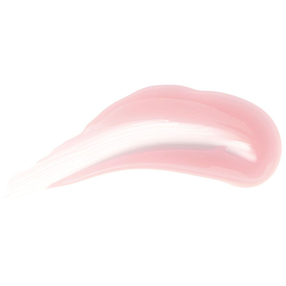 A smear of glossy, light pink and white gel, shown on a white background. The gel has a smooth texture and is slightly translucent. No packaging or label text is visible. There are no people, hands, or additional objects in the image. The shot is close-up with no props or setting details beyond the plain white background.