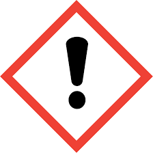 Varoitusmerkki (GHS): musta huutomerkki valkoisessa timantissa, punainen reunus - varoitus haitallisesta aineesta