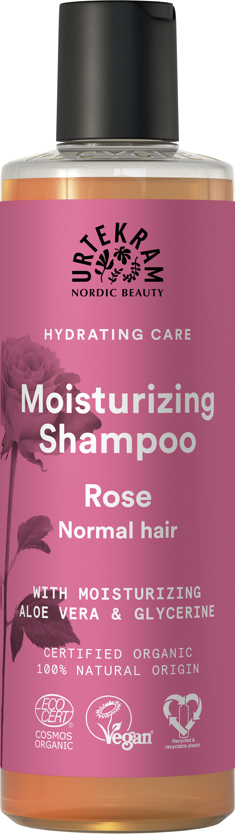Urtekram Ruusu Shampoo 250 ml, kosteuttava luomushampoo ruusun tuoksulla