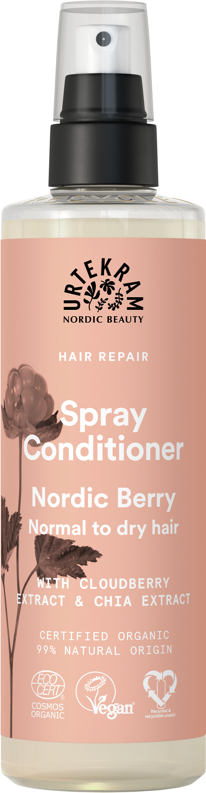 Urtekram Nordic Berry Hoitoainesuihke 250 ml, huuhtelematon hoitoainesuihke lakalla