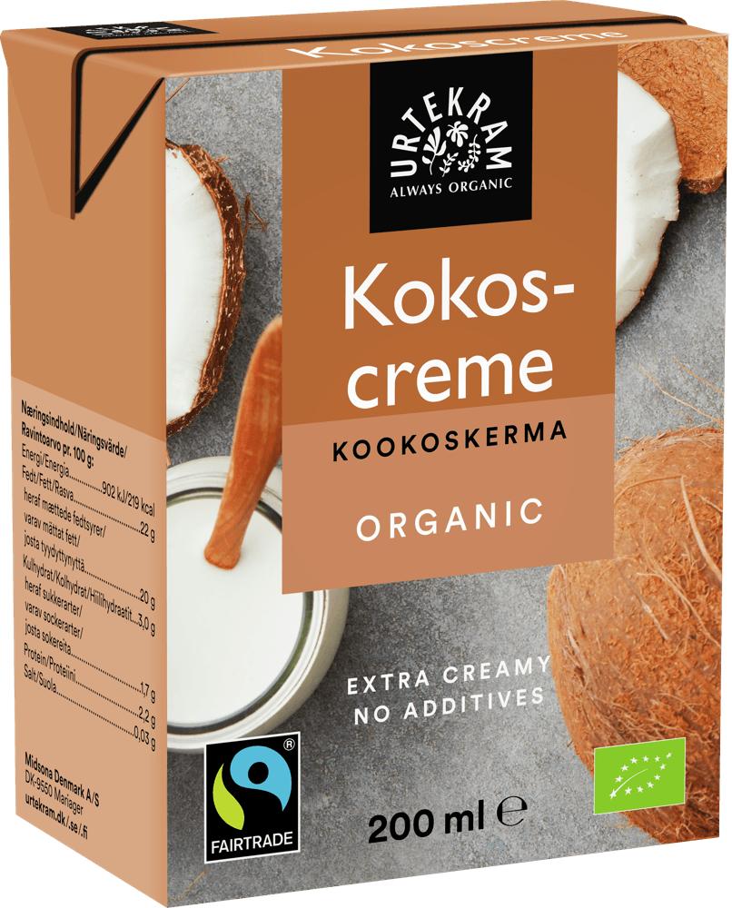 Urtekram Luomu Kookoskerma, tuotepakkaus 200 ml