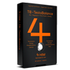 4HIM T8 TestoBalance; musta pakkaus T8 TestoBalance 4HIM -ravintolisää, oranssia tekstiä listaamassa ainesosia kuten sinkki, magnesium, muira puama ja ginseng, korostaen testosteronia tukevaa kaavaa miehille, sisältää 60 tablettia; suorakaiteen muotoinen pakkaus mattapinnalla ja lohkomaista groteskitypografiaa oranssina ja valkoisena etuosassa; ei ihmisiä tai käsiä; valkoinen tausta, studiotuotekuva.