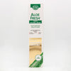 Box of ESI Aloe Fresh toothpaste, 100 ml, featuring claims of natural origin, homeopathic compatibility, and benefits for healthy gums. The packaging highlights sage and licorice among its ingredients for a refreshing experience. Rectangular cardboard box with a glossy finish in green and white tones, bold sans-serif text with some italics, clear logos and icons on the front panel; close-up studio shot on plain white background; no people or hands present.