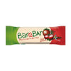 BareBar Red Berries 24-pack; BareBar-patukka punaisin, vihrein ja beigein pakkausvärein tekstillä "Fruits, Nuts, Berries Red Berries", kuvina mansikoita ja muita punaisia marjoja; suorakulmainen kääre mattapintaisena ja saumasuljettuna; tuotenimen teksti lihavoitua valkoista groteskia; paino "40g" etusivulla; patukka tasaisella alustalla, ei ihmisiä tai käsiä.