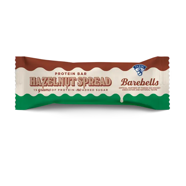 Barebells Hazelnut Spread -proteiinipatukka, 15 g proteiinia, sisältää hasselpähkinää
