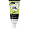A tube of Belladot Original Glide silicone-based lubricant with a pump dispenser, featuring a yellow striped design and text highlighting gentle care and long-lasting comfort. The packaging is mostly yellow with white vertical stripes, cylindrical in shape, plastic material with a glossy finish. Product name is in bold, clear sans-serif font. The background is plain white with no people or objects in view, single product centered in the frame.