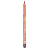 Ruskea kulmakynä seisoo pystyssä valkoisella taustalla; kynä lieriömäinen mattapinnalla ilman korkkia kärjessä; painettu etikettiteksti näyttää sanat BROWN ja EYEBROW PENCIL sekä pienempiä lisätietoja; ei pakkausta, ihmisiä tai muita esineitä kuvassa.