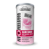 Fit+ Feelgood Slim Shake Red Berries Yoghurt; sylinterinmuotoinen purkki punamarja-jogurttimakua, vaaleanpunaisin korostein ja saksankielisin tuotetiedoin, suunniteltu painonhallintaan ja gluteenittomaan ravitsemukseen; pakkaus on mattapintainen muovikannen kera; pääväri valkoinen lihavoiduin pinkein kuvituksin, tummin tekstilohkoin ja groteskikirjasimin; ei ihmisiä tai käsiä näkyvissä; tuote pystyasennossa neutraalilla taustalla.