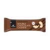 Foodin Clean & Real Protein Bar Double Chocolate Cashew; proteiinipatukka ruskeassa pakkauksessa tekstillä "Clean & Real Double Chocolate Cashew by Foodin", kuvina cashewpähkinöitä ja korostettu 19 g proteiinia ilman lisättyä sokeria; mattapintainen suorakulmainen pakkaus; lihavoitu valkoinen groteskiteksti etusivulla; yksinkertaisia grafiikoita ja ravintoväitteitä; neutraali tausta, ei ihmisiä tai tarvikkeita, studiokuva.
