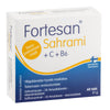 A box of Fortesan Sahrami supplements, featuring saffron extract along with vitamins C and B6. The blue and white rectangular cardboard packaging has a matte finish, visible bold sans-serif Finnish text, and specifies it contains 60 tablets (51g). No people or hands are in frame; the shot is taken against a plain background.