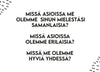 Finnish text displayed on a white background; abstract black dotted patterns are present in the corners. Typography is simple and sans-serif. The image focuses on the flat surface with no visible packaging or product edges. No people, hands, or additional props are shown. Text discusses similarities, differences, and strengths in a relationship.
