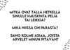 Printed sheet with Finnish text on a smooth white background. Black doodle designs are in each corner, playful and hand-drawn in style. Three questions are shown in a clear, sans-serif font: about fun games, what makes them enjoyable, and three things the reader thinks the writer likes. No visible packaging or branding. Flat lay shot with no people or hands present.