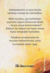 Poster with Finnish text on a bright, multicolored background. The text is the only visible element, centered on the design. Typography is sans-serif and bold. No packaging or product branding. No people are present. Legible main text: Teksti suomeksi eloisalla, värikkäällä taustalla käsittelee rajoja, suostumusta ja turvasanojen merkitystä leikissä tai roolipelissä. Teksti korostaa ystävällisyyttä, selkeää vuorovaikutusta sekä leikin turvallisuuden ja rajojen tunnistamisen tärkeyttä.