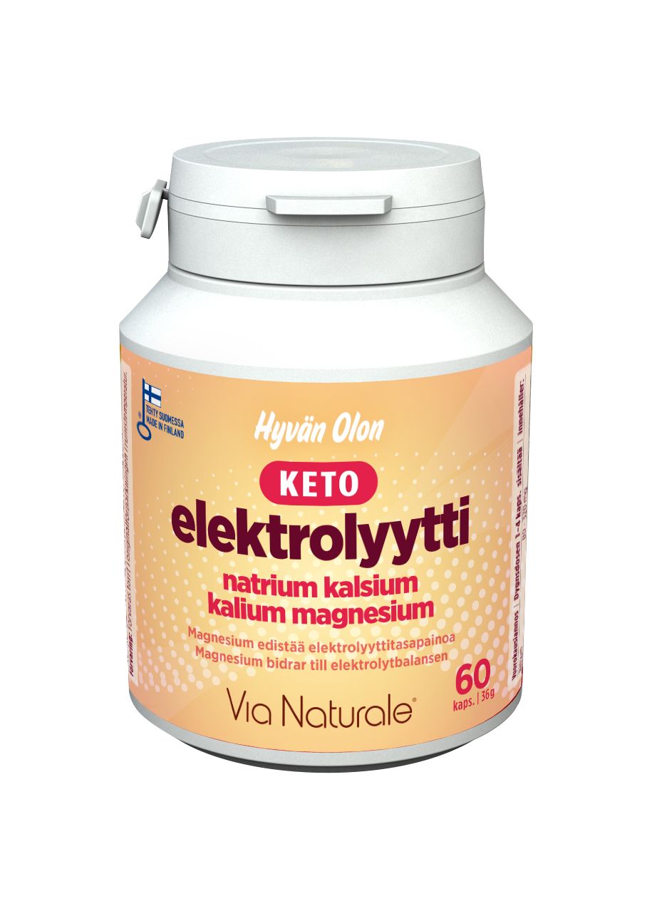 Hyvän Olon KETO Elektrolyytti – Via Naturalen ravintolisä, 60 kapselia, valmistettu Suomessa