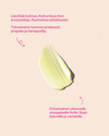 FLOW Cosmetics Propolis & Probiotics Rescue Cream; keltaisen voiteen sivelyjälki vaaleanpunaisella taustalla, suomenkielinen teksti kuvaa sen rauhoittavia ja kosteuttavia ominaisuuksia herkälle ja atooppiselle iholle; siisti tummansävyinen groteskikirjasin; valkoiset nuolet ja selkeät suorakulmaiset tekstilaatikot osoittavat sivelyjäljen eri kohtia, listaten ravitsevia öljyjä ja käyttöohjeita; ei ihmisiä tai käsiä, tasokuva tuotteesta.