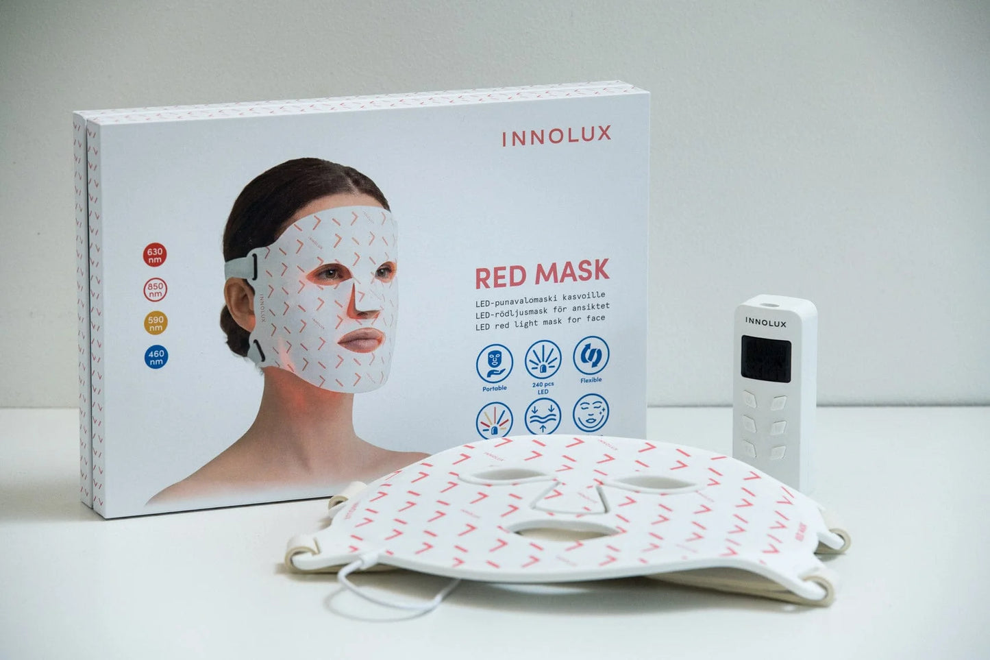 Innolux RED MASK -tuotepakkaus, 630/850/590/460 nm, 240 LED-valoa