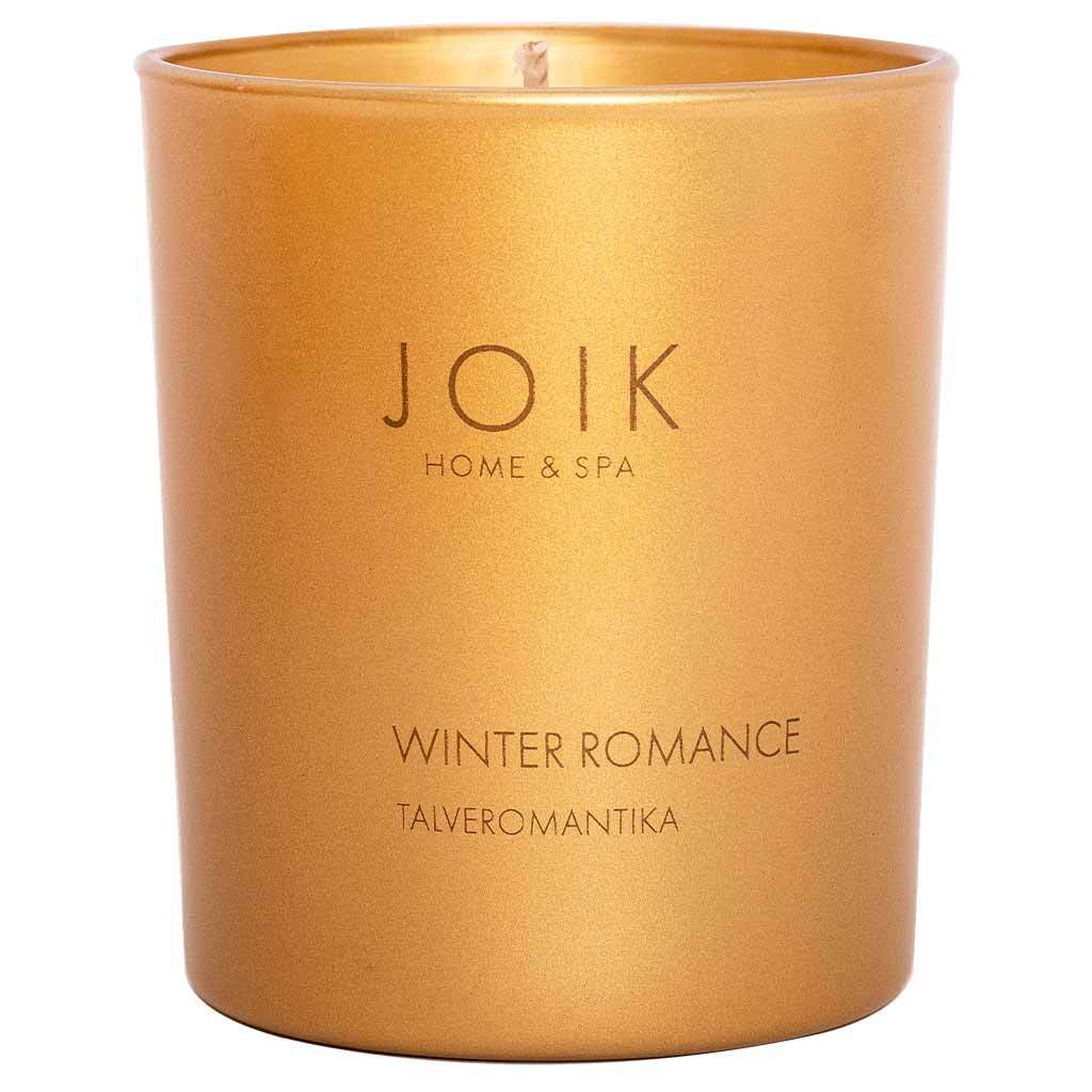 JOIK Home & Spa Tuoksukynttilä Winter Romance kultaisessa lasissa, rapsivahakynttilä 150 g