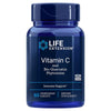 Life Extension Vitamin C and Bio-Quercetin Phytosome; sininen muovipullo Life Extension Vitamin C and Bio-Quercetin Phytosome -ravintolisää mattapintaisena, sylinterinmuotoinen tasaisella korkilla; etuetiketissä tuotenimi, 60 kasviskapselia, muuntogeenittömyys, vastustuskyvyn tuki ja ravintolisämerkintä lihavoidulla sinisellä ja valkoisella typografialla; ei ihmisiä tai käsiä kuvassa, neutraali tausta, tavanomainen tuotekuva; yhdistelmä C-vitamiinia ja hyvin imeytyvää kversetiiniä antioksidanttitueksi.