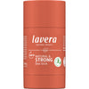 Lavera Deo Stick Natural & Strong -deodorantti suljettuna, sivukuva etiketistä ja pakkausmerkinnöistä