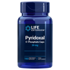 Life Extension Pyridoxal 5-Phosphate Caps 20 mg, sininen sylinterimäinen muovipullo kiiltäväpintaisella ja sitä vastaavalla kierrekorkilla; etusivun etiketissä valkoista ja vaaleansinistä tekstiä lihavoidulla groteskifontilla: tuotenimi ja maininta 150 kasvipohjaisesta kapselista hyvinvoinnin tueksi; tuote kuvattu keskitetysti valkoista taustaa vasten, ei ihmisiä eikä käsiä näkyvissä.