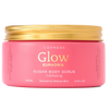 Luonkos Euphoria Sugar Body Scrub; vaaleanpunainen purkki Luonkos Glow Euphoria Sugar Body Scrub -sokerikuorintaa, kultainen kansi; säiliö lieriömäinen sileällä mattapinnalla; etiketissä lihavoitua valkoista ja kultaista tekstiä ilmoittaen kuorivan vaikutuksen ja sopivuuden normaalille tai kypsemmälle iholle, sekä koko 250 ml (8,5 fl oz); ei ihmisiä tai käsiä, neutraali tausta, tuote keskitettynä.