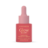 Luonkos Glow & Shine Skincare Set; vaaleanpunainen tippapullo tekstillä ”LUONKOS Glow Glory Brightening Facial Oil Serum”, kaava normaalille ja ikäänkuulumattomalle iholle, 20 ml (0,7 fl oz), tasaisella valkoisella taustalla; pullo mattapintainen ja lieriömäinen pyöristetyin olkaosin, päällä valkoinen tippakorkki; etiketissä lihavoitua mustaa tikkukirjasinta; ei ihmisiä tai esineitä kuvassa; suoraviivainen tuotekuva.