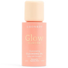 Luonkos Glow Aurora Cleansing Oil; persikanvärinen pullo Luonkos Glow Aurora Illuminating Cleansing Oil -puhdistusöljyä normaalille tai ikääntymättömälle iholle, minimalistinen tekstisuunnittelu ja vastaava kansi; pullo lieriömäinen mattapinnalla; luettava etikettiteksti sisältää tuotenimen ja ihotyypin; tausta yksinkertainen, ei ihmisiä tai käsiä kuvassa.