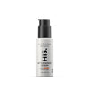 Madara HIS After Shave Serum; valkoinen pullo, mattapintainen ja musta muovinen pumppukorkki; pullo on sylinterinmuotoinen ja läpinäkymätön; pakkauksessa lihavoitua mustaa groteskitypografiaa, joka sisältää tuotenimen, maininnan miesten luomuihonhoidosta sekä koon "75ml"; ei ihmisiä tai esineitä näkyvissä; tausta valkoinen, suoraviivainen tuotekuva.