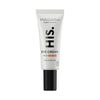 Madara HIS Eye Cream; valkoinen tuubi merkitty luomuihonhoidoksi miehille, mustalla korkilla, sisältää 17 ml (0,5 fl oz) tuotetta, kuvattu yksivärisellä taustalla; muovinen tuubi on sileän mattapintainen, sylinterinmuotoinen suorareunaisella mustalla kierrekorkilla; etiketin teksti on selkeää groteskia mustalla ja harmaalla tuotenimen ja tietojen osalta; ei ihmisiä tai käsiä, tuote keskitetty neutraalille alustalle.