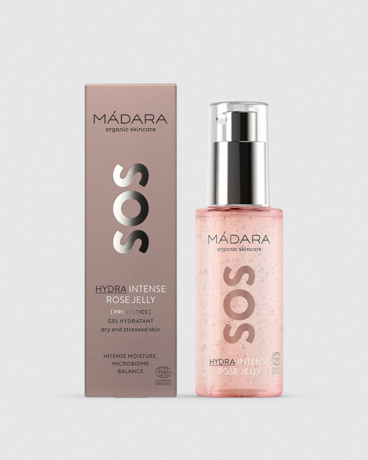 Madara SOS Hydra Intense Rose Jelly 75 ml pumppupullo ja kotelo
