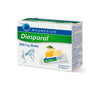 A box of Diasporal Magnesium 300 mg direkt with 20 daily doses, featuring a refreshing lemon and an easy-to-use sachet. The rectangular box is mostly white with blue, green, and yellow color blocks. Printed text on the front uses bold sans-serif fonts in varying sizes. A realistic lemon graphic appears near the product name. Background is plain and light-colored; no people or hands are shown in the image.
