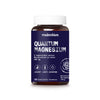 Makrobios Quantum Magnesium, 60 tablettia; ruskea muovipullo mattapintaisena ja sylinterinmuotoisena, valkoinen kierrekorkki; etiketissä suomenkielinen teksti sekä yksinkertaiset viivakuvakkeet lihaksista, luista ja energiasta; mainitsee monimuotoisen magnesiumin; valkoinen tausta, ei ihmisiä tai käsiä, suora tuotekuva.