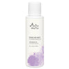 Murumuru Make Me Melt Puhdistusöljy: valkoinen pullo tekstillä "Muru Muru Make Me Melt Cleansing Oil" kaikille ihotyypeille, vaaleanvioletti akvarellikuviointi pohjan lähellä ja teksti muru muru; sylinterimäinen pullo on mattapintainen muovia, korkki on yhteensopiva valkoinen; etikettiteksti on groteskikirjasinta, "Make Me Melt" lihavoituna; ei ihmisiä tai käsiä näkyvissä, tausta on yksinkertainen, lähikuva tuotteesta.