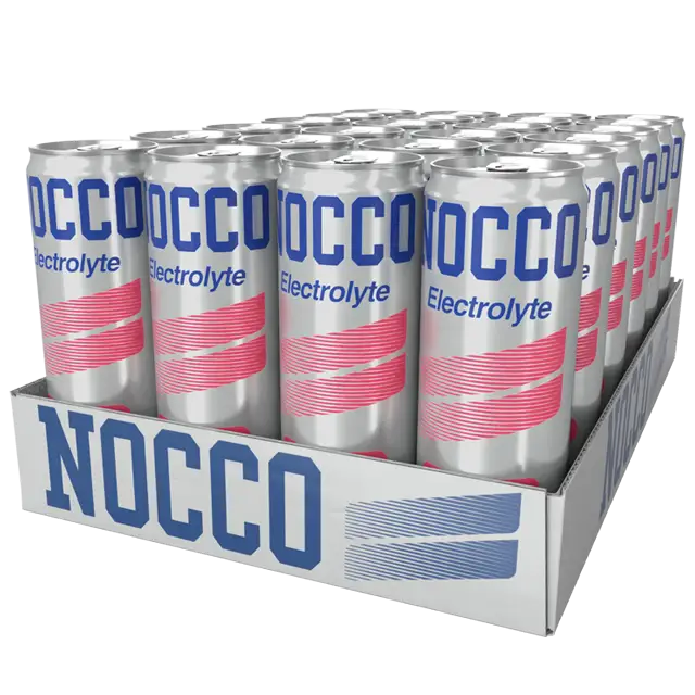 NOCCO Electrolyte Pink Grape -energiajuoman 24 tölkin pakkaus