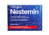A blue Nestemin supplement box with water droplets, featuring white and red text in Finnish and Swedish, containing 60 tablets (48g). The rectangular cardboard box has a glossy finish. Product information is printed in bold sans-serif fonts. No people or hands visible. Simple, neutral background, standard product shot.