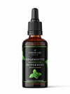 NordiCure Peppermint; ruskea lasinen tippapullo, jossa lukee "Nordicure Piparminttu Peppermint (Mentha piperita)", piparminttulehtiä ja huolella suunniteltu etiketti; pullo on sylinterinmuotoinen ja mattapintainen, päällä musta korkki; etiketissä on selkeää, painettua groteskitekstiä; tausta neutraali ilman lisärekvisiittaa, ihmisiä tai käsiä.
