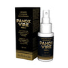 Panox Vire geeli; 50 ml pullo ja pakkaus Panox Vire Geeliä, Via Naturalen intiimigeeliä, musta-kultainen väriteema mattapinnoin; sekä pullo että pakkaus suorakaiteen muotoisia; pullossa musta pumppuannostelija; siisti groteskityypografia esittää brändinimen ja tuotetiedot useilla kielillä; valkoinen tausta, ei ihmisiä tai käsiä näkyvissä.