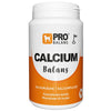 A white and orange container labeled PRO BALANS CALCIUM Balans with text in Finnish and Swedish, indicating it’s a calcium powder mineral supplement for dogs. The product is designed to help support your dog’s bone health. Plastic cylindrical jar with matte finish and screw-on lid, bold sans-serif typeface on label, no people or additional objects visible, plain neutral background, frontal product shot.