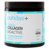 Puhdas+ Beauty Collagen Bioactive Natural -purkki, 250 g; sylinterimäinen muovipurkki sinisellä ja valkoisella mattapintaisella etiketillä; suomenkielinen teksti tekstausvapaalla kirjasimella sekä pyöreä "100% Puhdas+" -sinetti oikealla puolella; kuvattu yksiväristä taustaa vasten keskitettynä, ei ihmisiä tai käsiä näkyvissä.