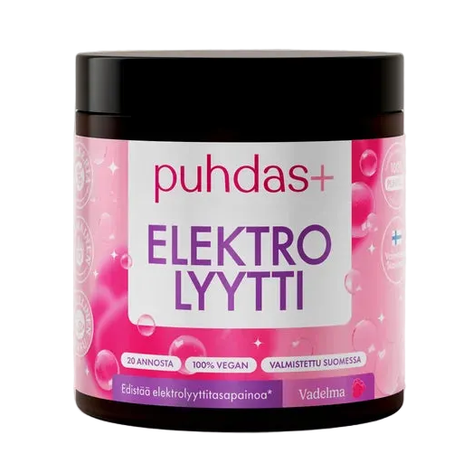 Puhdas+ Elektrolyyttijauhe Vadelma pakkaus 120 g