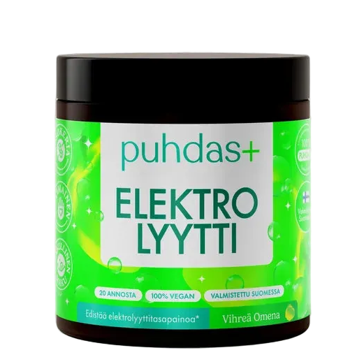 Puhdas+ Elektrolyyttijauhe Vihreä Omena -pakkaus 120 g
