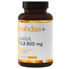 A brown bottle labeled puhdas+ VAHVA CLA 800 mg with an orange and white design, containing 90 capsules of conjugated linoleic acid (CLA) dietary supplement. The bottle is cylindrical with a matte finish and a white cap. The label uses bold, sans-serif type in orange and black on a white background. The product stands upright against a plain, light-colored backdrop in a centered front-facing shot.