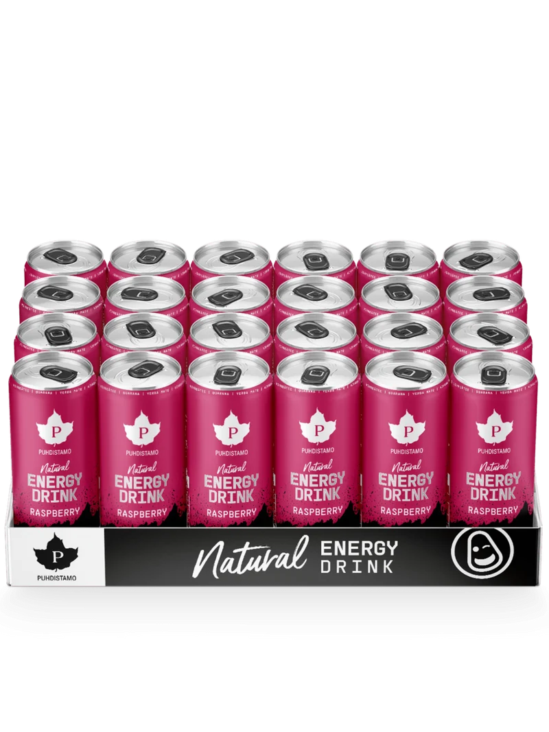 Puhdistamo Natural Energy Drink Raspberry Strong 24-pack
