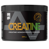 Puls Creatine, maku Mango; musta lieriömäinen mattapintainen muovipurkki; etuetiketissä kulta- ja vihreäsävyistä tekstiä CREATINE Creatine Monohydrate Powder, 200g, 30 annosta; taustalla suuri harmaa kirjain A ja yksinkertainen suorituskykyikoni; lihavoitu groteskifontti; kuvattu valkoisella taustalla ilman ihmisiä tai käsiä.