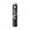 Puls Good Night poretabletti: putkilo tekstillä "PULS Sleep Drink Good Night" violetti-mustilla väreillä, melatoniinipitoinen juoma unen tueksi; putkilo sisältää 20 tablettia ja siinä valkoinen korkki; pakkaus on sylinterimäinen, muovinen ja kiiltäväpintainen, lihavoitu valkoinen groteskikirjasin; ei ihmisiä tai toimintaa näkyvissä, neutraali studiotausta, suoraan edestä otettu tuotekuva.