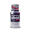 Puls Pre Workout Shot Cola Kick; pullo tekstillä "pre-workout shot cola kick" siksak-kuvioisella korkilla; pullo sylinterinmuotoinen kiiltäväpintainen tummanvärinen, korkki kontrastivärinen rohkein siksak-kuvioin; etiketissä sekakäyttöiset groteskikirjasimet listaavat ainesosat: 200 mg kofeiinia, 2 g beeta-alaniinia, 2 g arginiini AKG:tä, B6- ja B12-vitamiineja, nollasokeri, kolan maku; tuote yksin tasaisella taustalla, ei käsiä tai ihmisiä kuvassa.