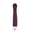 A purple, wand-shaped personal massager with a rounded, textured tip and a silver base is displayed vertically on a white background. The surface appears matte with subtle texture on the tip. No visible packaging or label text. The product is centered in the frame against a plain white setting with no people or hands present.